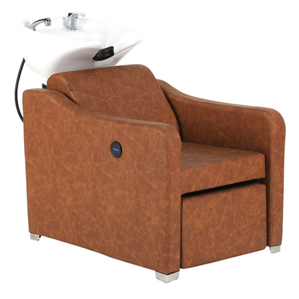 electric hairdressing basin unit in tan vinyl perfect for salons