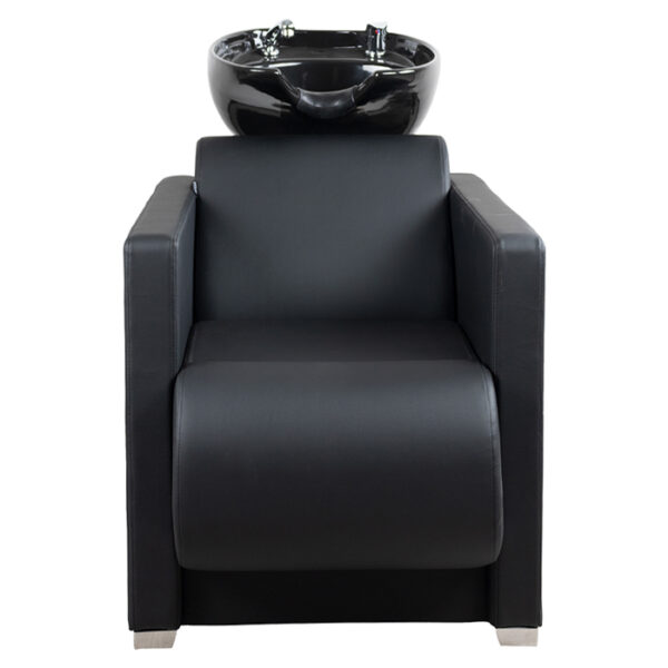 this wash lounge comes in black vinyl and white bowl