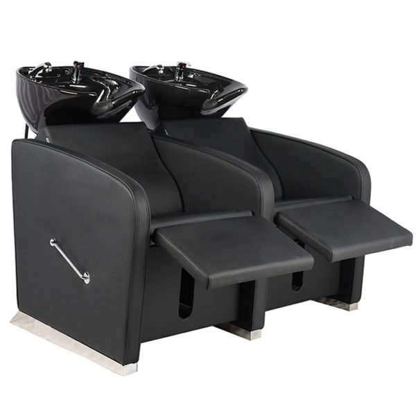 double shampoo unit in black vinyl with memory foam for extra comfort