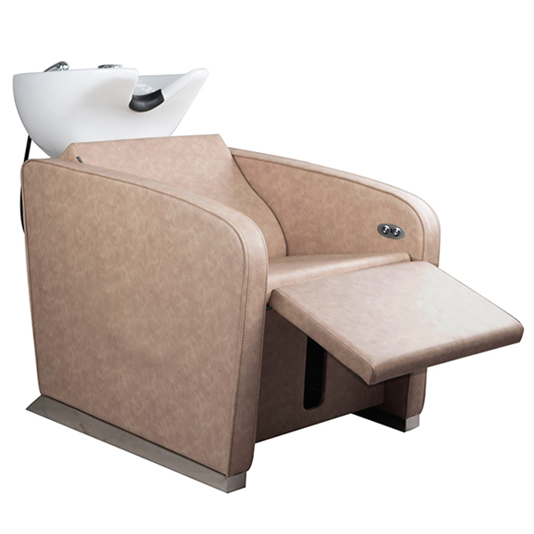 shampoo basin unit with electric recline and white bowl