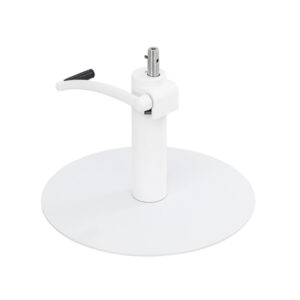 white finished round base with white pump is the upgrade required for any salon chair